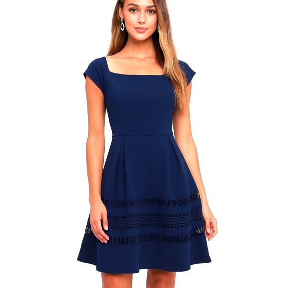 Francesca’s Blue Fit & Flare Dress Sz S - Picture 1 of 11